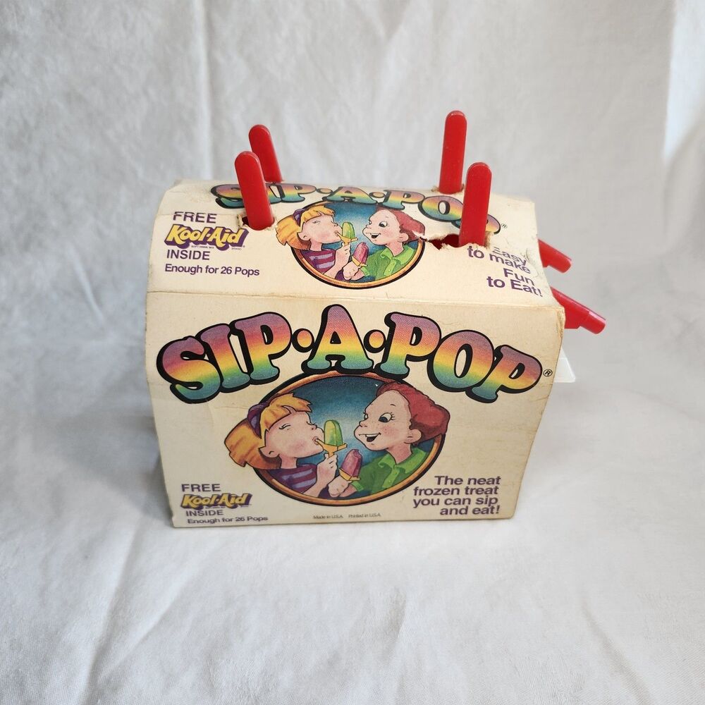 VTG 1991 Kool-Aid Sip-a-Pop Frozen Popsicle Maker with Straw. 4 Pack NOS/ORG PKG